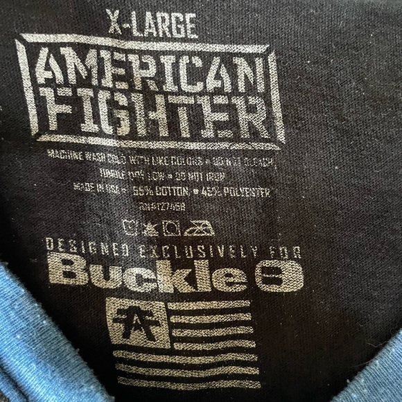 American Fighter Black and Blue Tee Mens XL - Picture 3 of 3